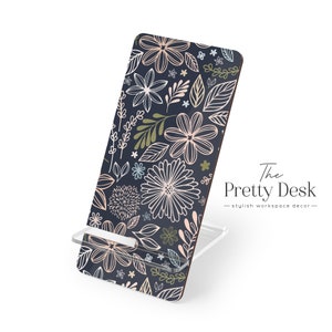 Cell Phone Stand - Unique & Pretty Botanical Design - 5.9" x 2.8" - Free U.S. Shipping!