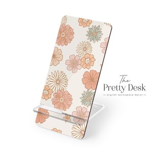 Cell Phone Stand - Unique & Pretty Retro Floral Design - 5.9" x 2.8" - Free U.S. Shipping!