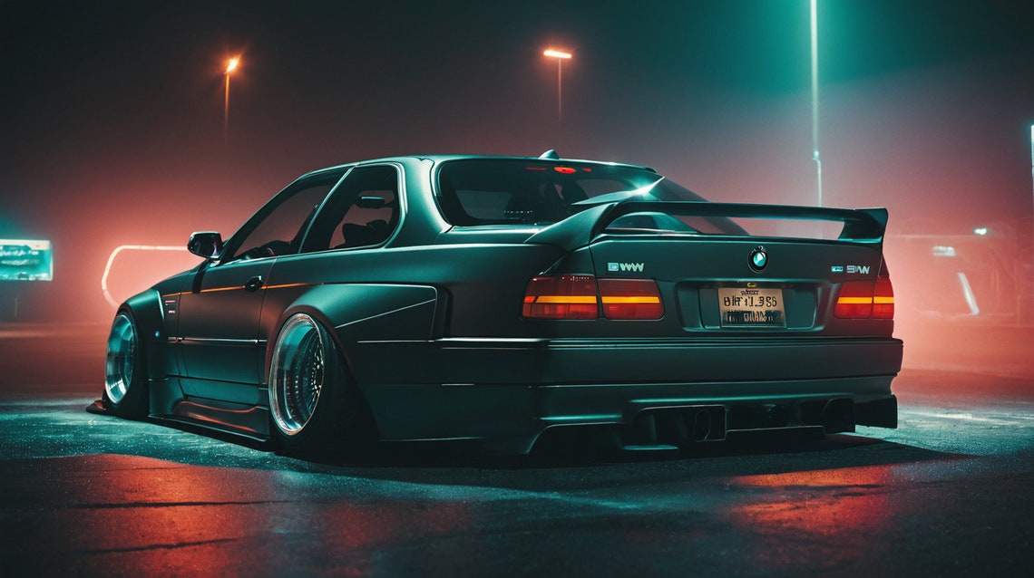 Neon BMW PC Wallpaper, Ultra Resolution High Detailed Image Night Time