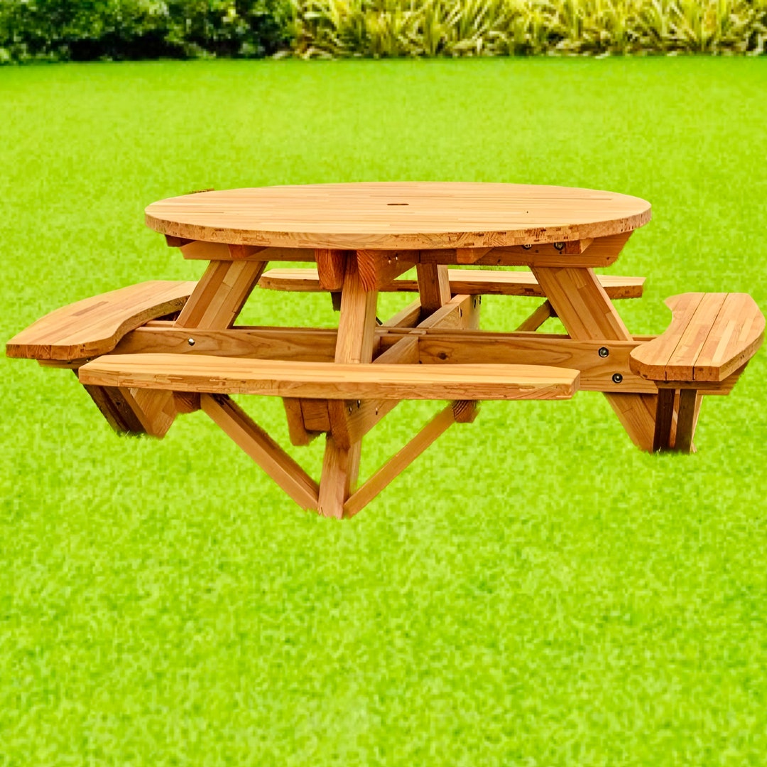 DIY Round Picnic Table Plans Build Your Own Outdoor Table Etsy UK