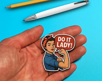 Motivational Sticker “Do It Lady!” – Aesthetic Transparent Quote Sticker for Laptop, Planner & Journal