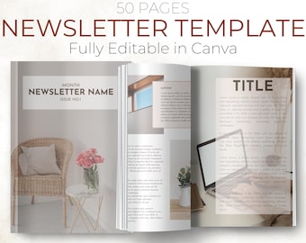 Minimalist Newsletter Canva Template: 50-Page Email Marketing (Digital Download)