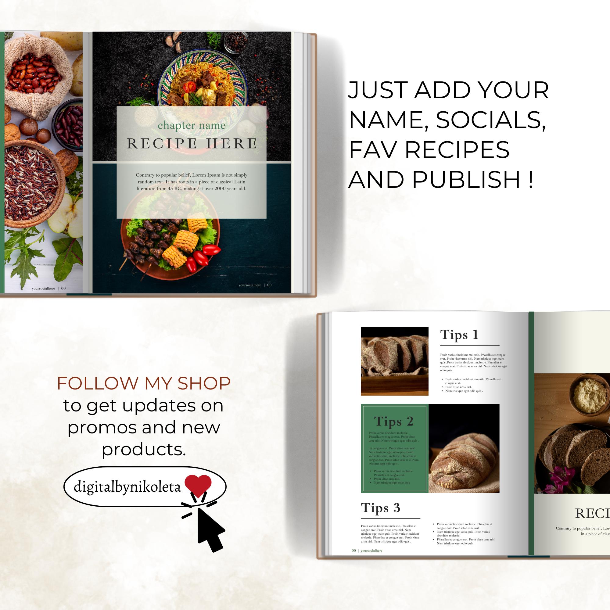 Editable Canva Recipe Book Template, Aesthetic Digital Cookbook ...