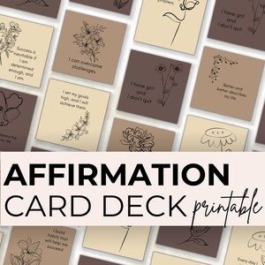 Vision Board Kit Affirmation Card Deck, Daily Journaling Prompts, Instagram Post Size, Printable Self Care Deck for Therapy Office Decor