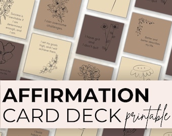 Affirmation Card Deck: Printable Self-Care Journal Prompts (Instagram Size)