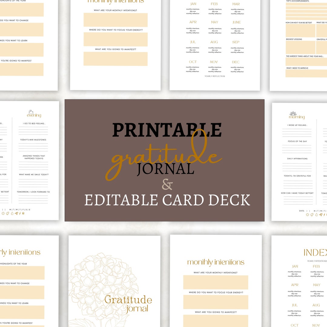 Editable Self Care Planner & 240 Deck of Cards Canva Template Bundle, 5 ...