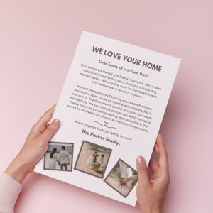 Amiamo la tua casa - Lettera per l'acquirente di una nuova casa, lettera immobiliare al venditore, modificabile in Canva, domanda di acquisto o affitto di una casa pronta all'uso