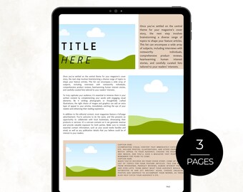 Plantilla de boletín informativo de 3 páginas: Diseño editable en Canva (Descarga digital)