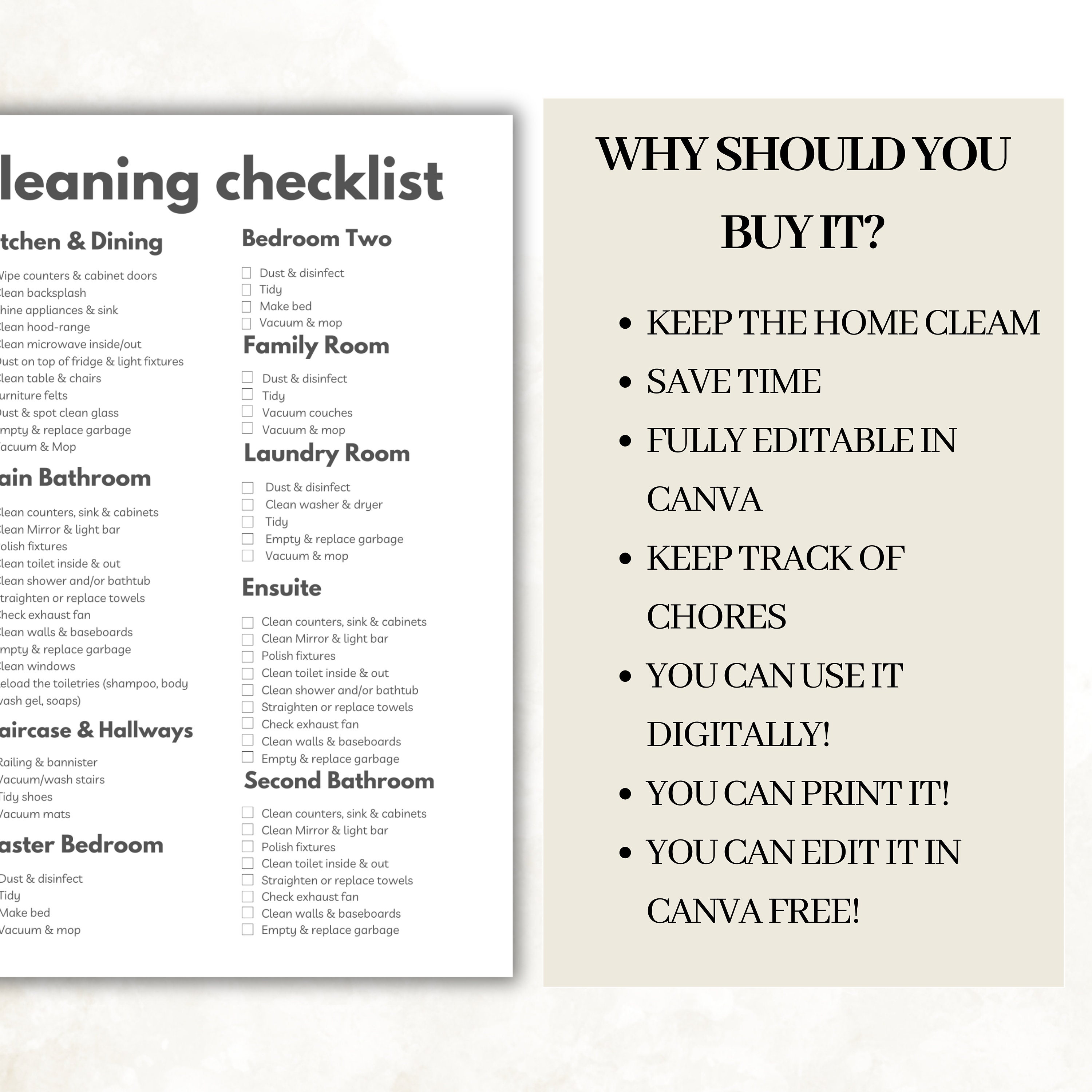 Editable Moving Checklist Template, New Home Essential ADHD Cleaning ...