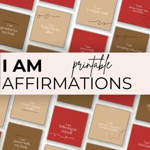 I Am Affirmation Cards, Printable Card Deck in IG Post Size, Confidence Cards for Vision Board, Gratitude Journal or Daily Planner, PDF