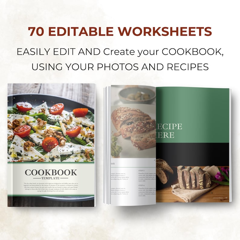 Editable Canva Recipe Book Template, Aesthetic Digital Cookbook ...
