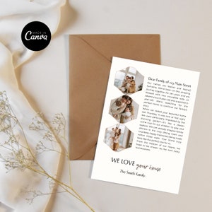 Plantilla de carta para el vendedor "Nos encanta su hogar", totalmente editable en Canva, carta para compradores de vivienda, carta de compra de vivienda lista para usar para vendedores