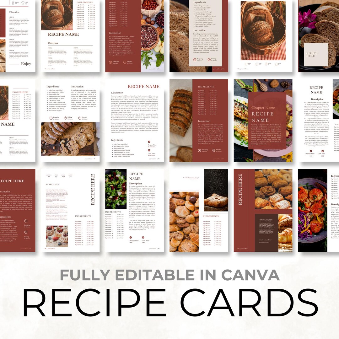 Recipe Card Template: Nutritionist Cookbook, Canva Editable (digital ...