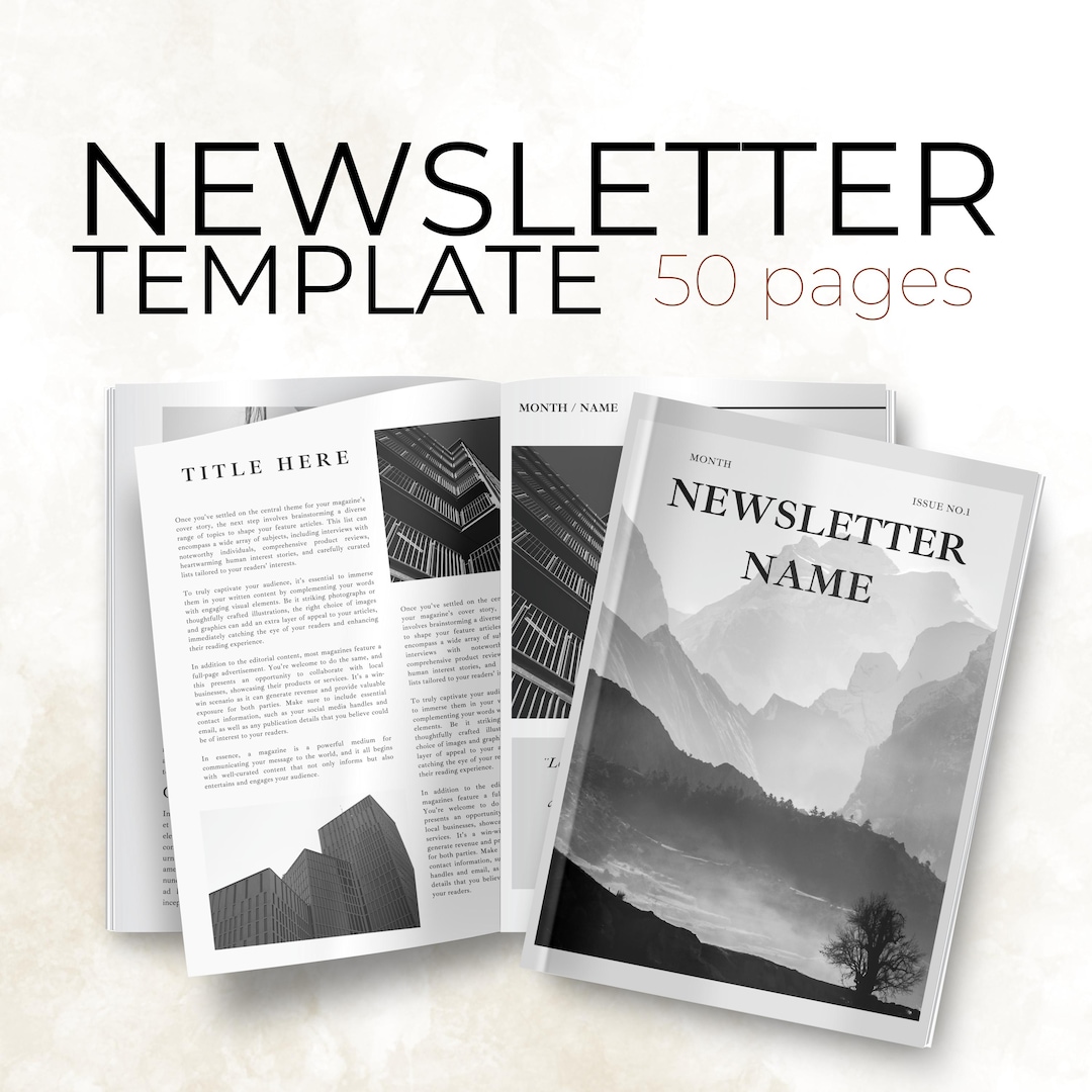 50 Minimalist Newsletter Templates: Editable Canva Layouts (commercial ...