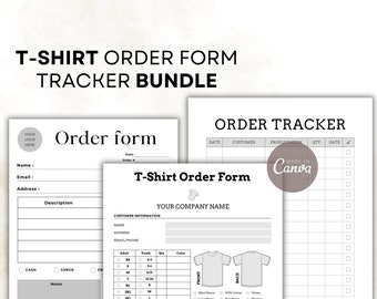 T-Shirt Order Form Tracker Bundle: Editable Canva Template