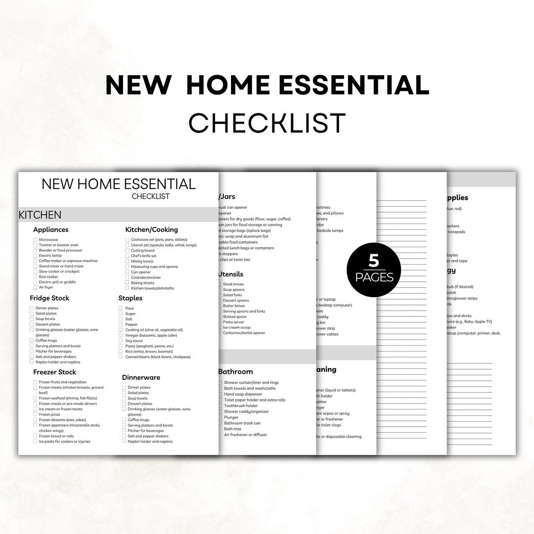 New Home Essential Checklist: Move-in To-do List (canva Template) - Etsy