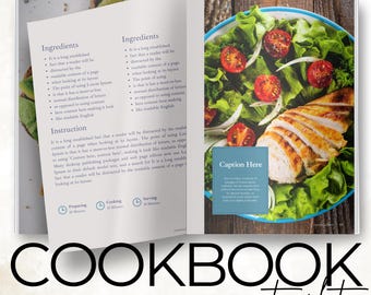 Plantilla editable de libro de cocina en Canva, 70 plantillas personalizadas para libros de recetas, plantillas imprimibles para entrenadores nutricionales y bloggers.