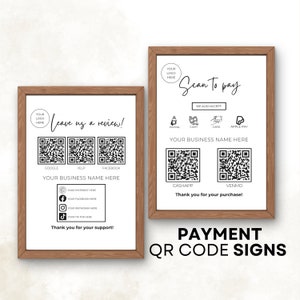 Small Business Signage Bundle, Scan-to-Pay & Hinterlassen Sie eine Bewertung QR-Code-Zeichen Vorlage, Zahlungs-Zeichen, Google Bewertung Zeichen kommerzielle Vorlage