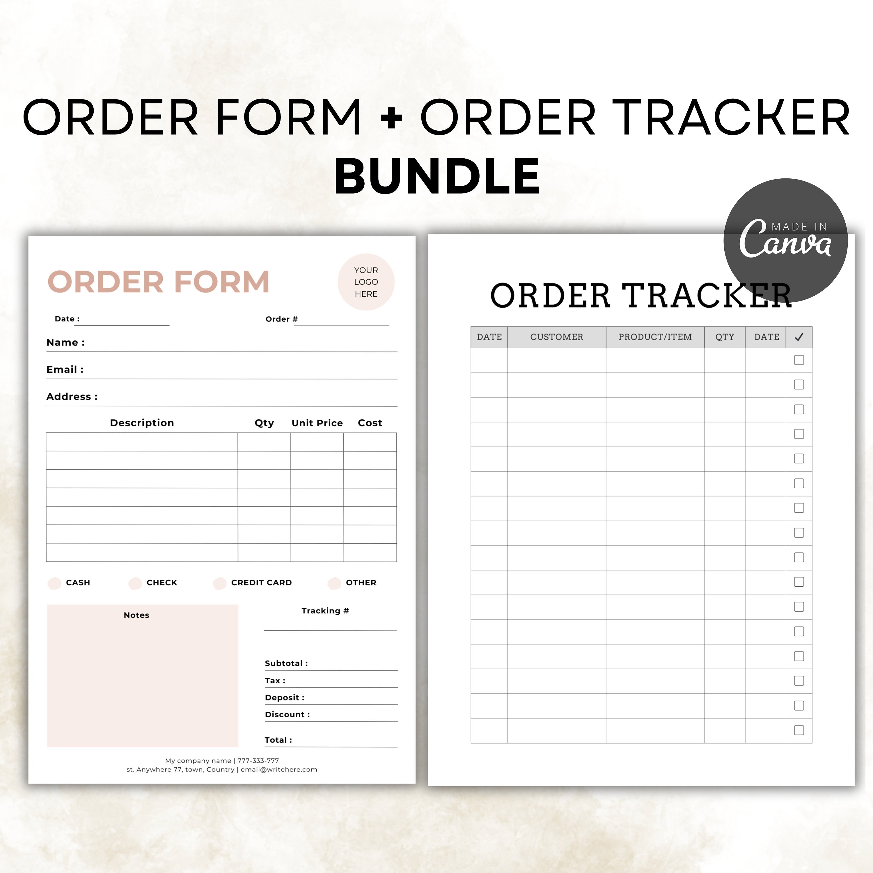Form Tracker Design Florist Order Form & Tracker Bundle: Canva Business Template (digital ...