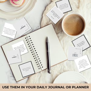 Kit de lembretes para diário, modelo de baralho de cartas de afirmação, editável no Canva, afirmações, atividades, lembretes e citações para diário, direitos de revenda