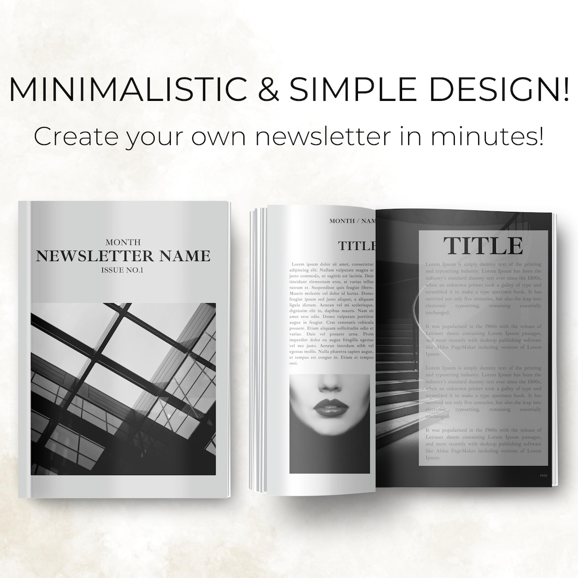 Minimalist Newsletter Template: 50 Canva Pages for Business (commercial ...