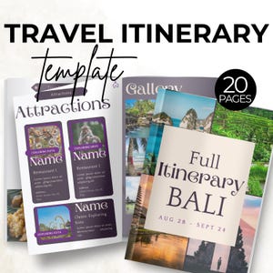 Bali Reiseplan Vorlage für Canva, druckbarer Reiseplan für Reiseführer oder Reisebüro, inklusive Urlaubkostenplaner