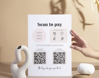 Scan to Pay Sign Template: QR Code Payment, Small Business (Editable in Canva)