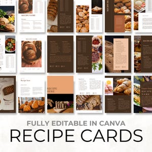 Modèle de cartes de recettes de blogueur culinaire, modifiable dans Canva, livre de recettes végétariennes, céto ou saines à faire soi-même, créez votre propre livre de recettes, droits de revente maître