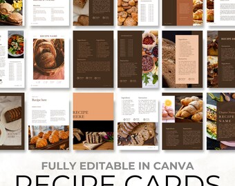 Food Blogger Recipe Cards Template, Editable in Canva DIY Vegetarian, Keto or Healthy Cookbook, Make Your Own Cookbook, Master Resell Rights