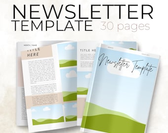 Plantilla de boletín informativo de Canva: Diseño imprimible de 30 páginas (Descarga digital)