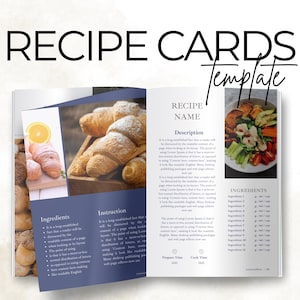 Modèle de livre de cartes de recettes, modèle d'ebook de coaching Canva modifiable, cartes de recettes de santé personnalisées, blogueur culinaire et créateur de contenu droits de revente