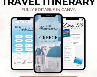 Editable Travel Itinerary Template, Trip Itinerary, Printable Travel Guide, Travel Agent Planner, Holiday Honeymoon Vacation Planner