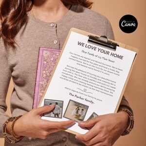 Plantilla de prestamista hipotecario: Carta de oferta de vivienda nueva. "Nos encanta tu casa", totalmente editable en Canva. Carta del comprador al vendedor.