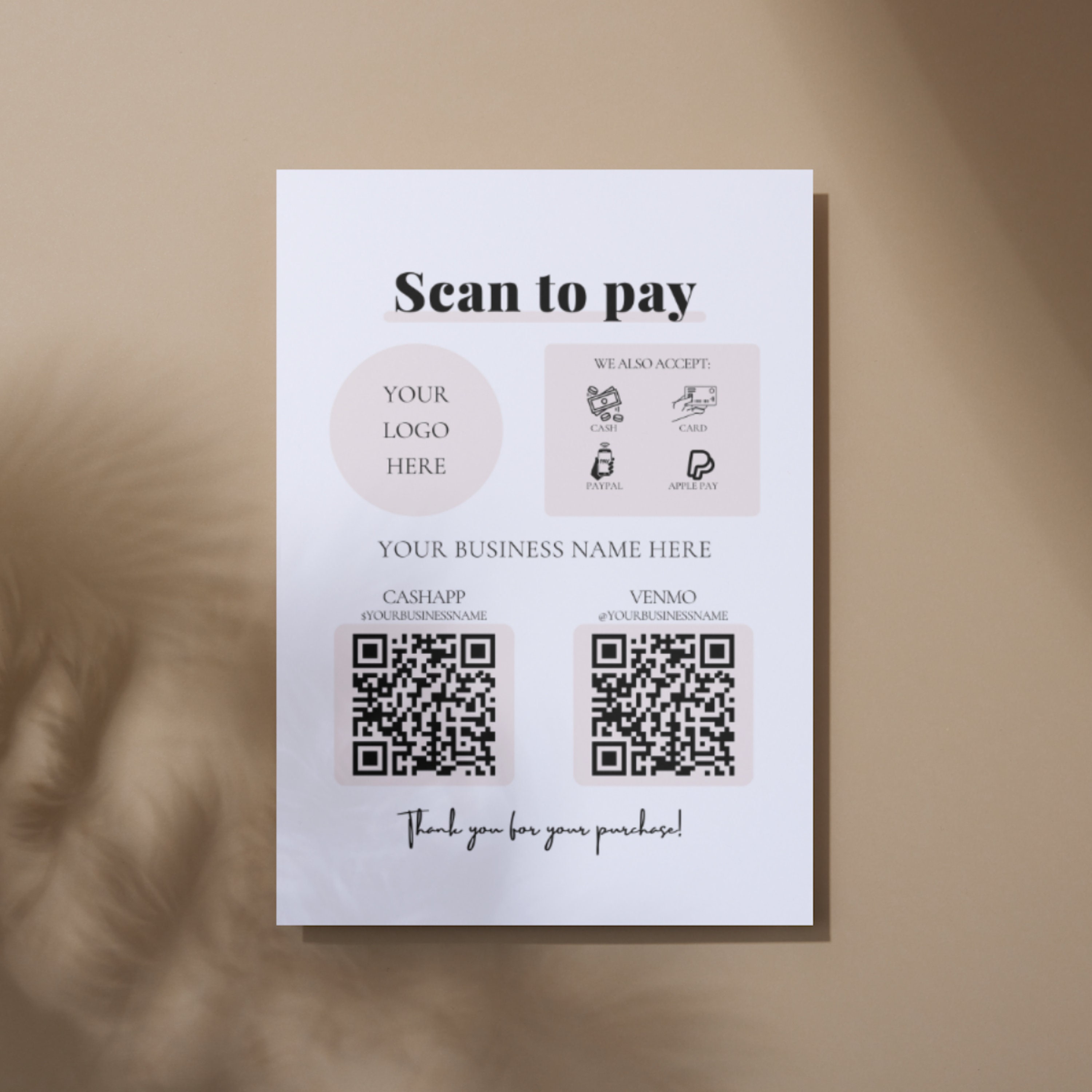 Editable Qr Permit Scan Editable QR Code Sign Template: Scan to Pay & Social Media (canva) - Etsy