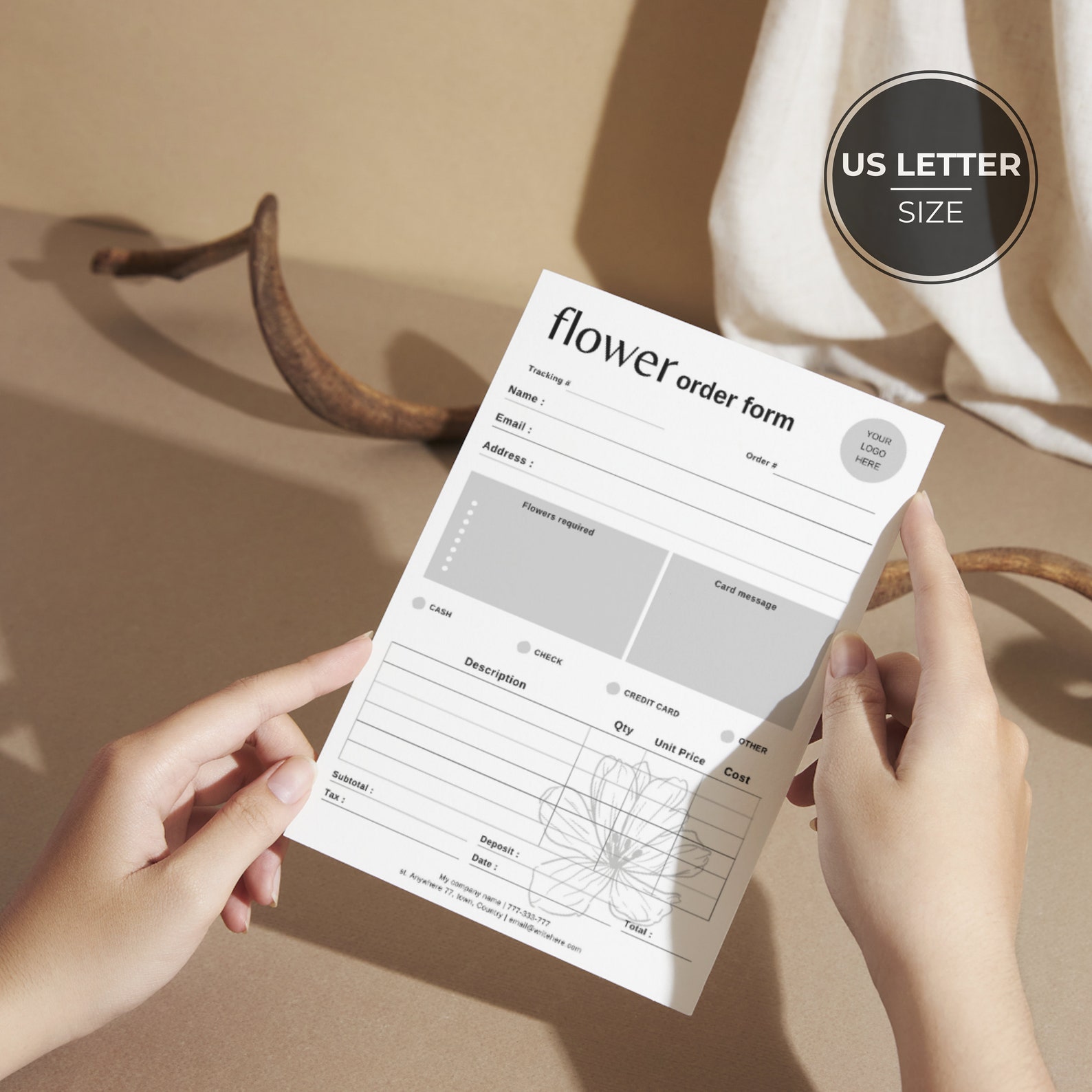 Florist Order Form Canva Template, Editable Craft Inventory Client ...