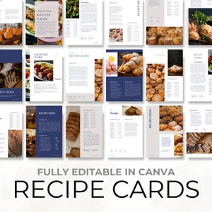 Bewerkbare receptkaarten volledig bewerkbaar in canva-sjabloon, maak je eigen receptenboek, cocktailsjablonen, maker van voedingscoachcursus