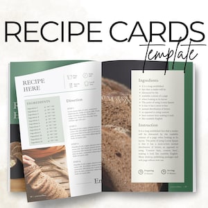 Modèle de fiches de recettes, livre de cuisine personnalisé contenu pour blogueur culinaire et coach en nutrition avec droits de revente principaux, modèle de fiche de recette vierge modifiable