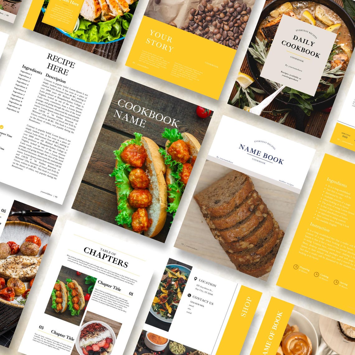 Editable Canva Recipe Book Template, Aesthetic Digital Cookbook