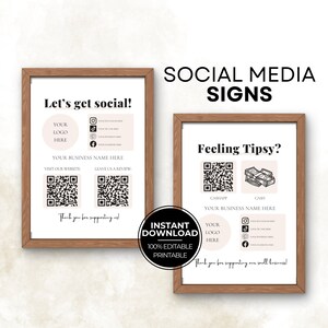 Vendor Sign Template Bundle, Lets get Social Sign & Virtuelles Trinkgeld Zeichen Venmo Qr Code Scan to Pay Schild Vorlage, Restroom Strand Schild