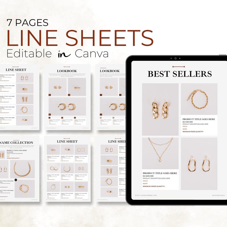 Line sheets Canva Templates, Wholesale Product Catalogue, Editable Product Listing Line Sheet Template Seller Shop, Price Linesheet Template