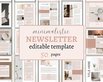 Small Business Owner Email Newsletter Template, Fully Editable in Canva, 50 Aesthetic Pages, Minimalistic Community News Coaching Templates