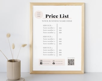 DIY Salon Price List Template: QR Code Canva Sign (Digital Download)