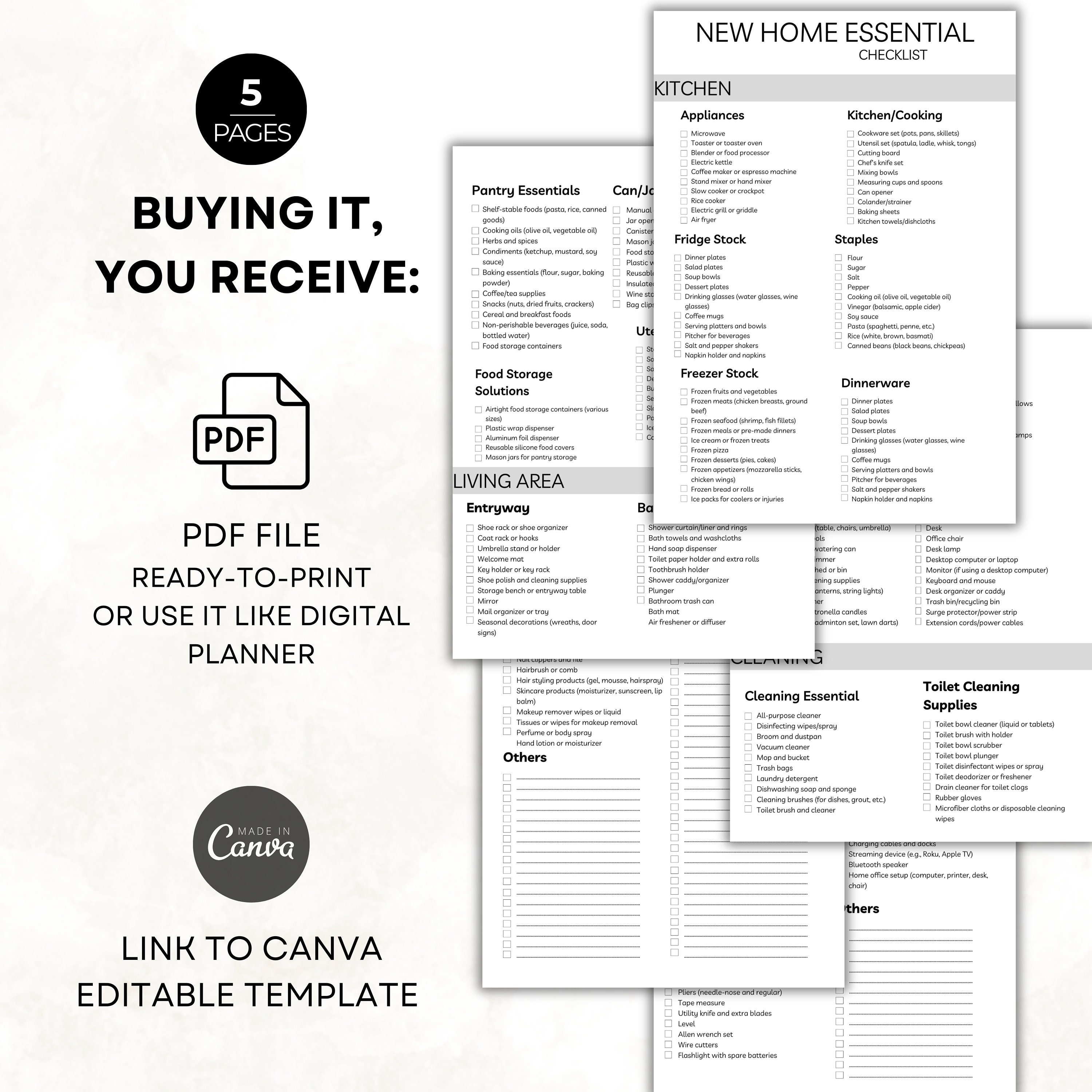 Editable Moving Checklist Template, New Home Essential ADHD Cleaning ...