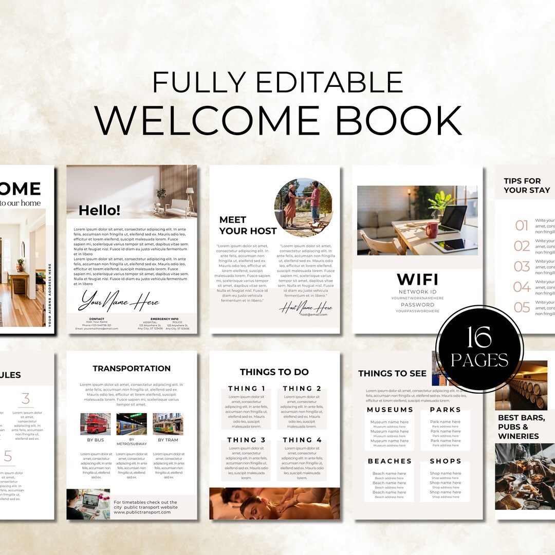 Airbnb Welcome Book Template, Guest Welcome Book for Vacation Rental, Holiday Home Welcome Pack ...
