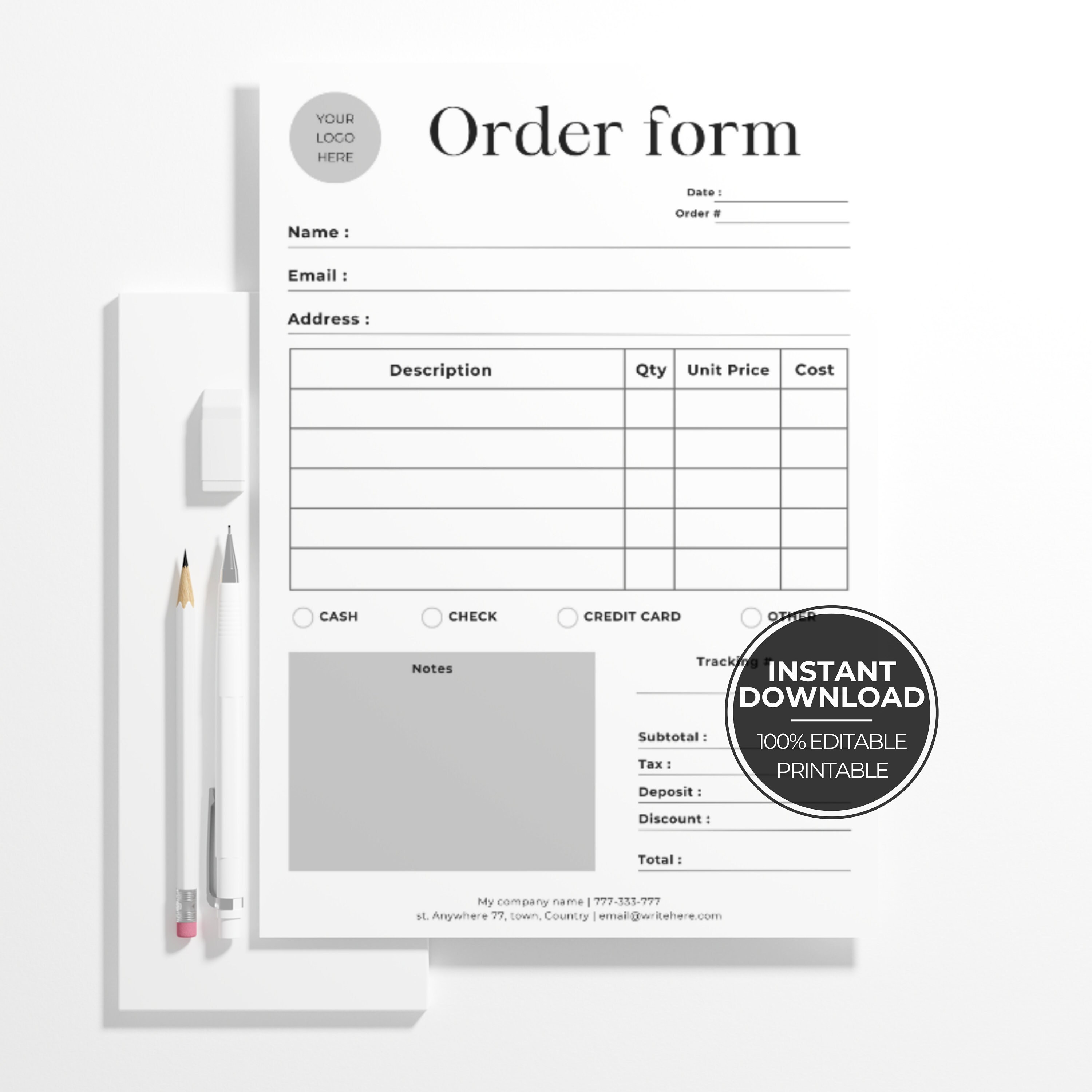 Custom Craft Order Form Canva Template, Fully Editable Inventory Log ...