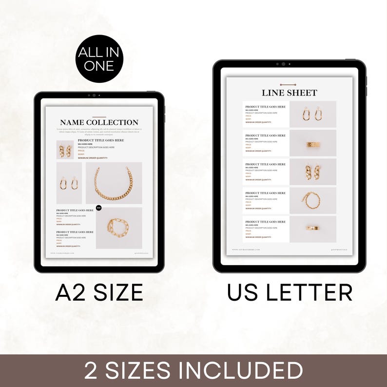 Wholesale Product Catalogue, Editable Product Listing Line Sheet Template Seller Shop, Price Linesheet Template