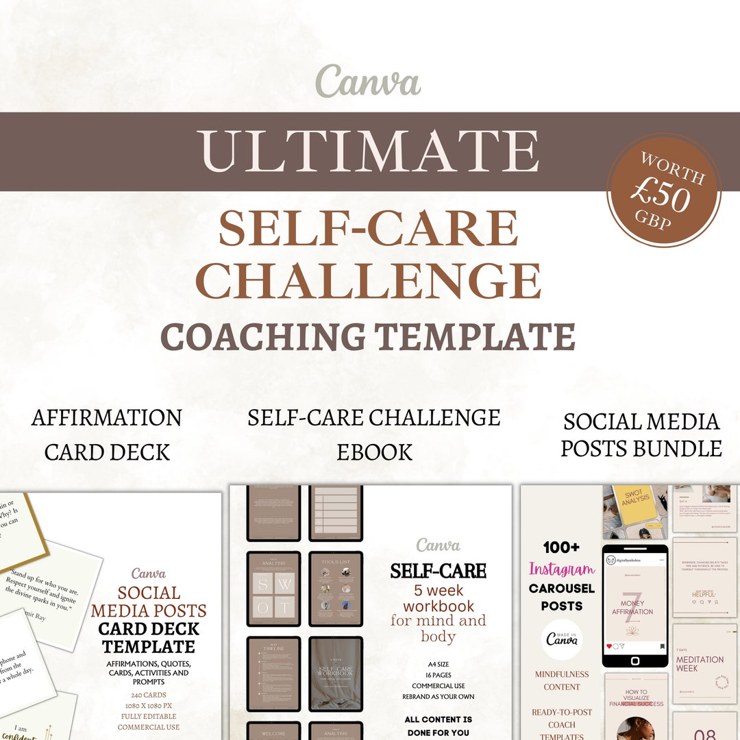 Photo inspiration: Ultimate Self Care Coaching Templates Ebook Canva Bundle Card Deck Photo Inspiration