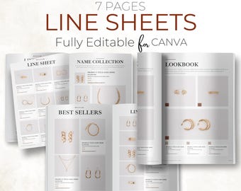 Modèles de feuille de ligne de vente en gros, catalogue de produits esthétiques, modèle minimaliste modifiable Canva Modèle de feuille de ligne de vente de la boutique du vendeur de 7 pages