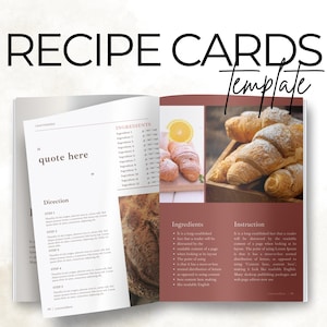 Modèle de feuille de recette ebook Canva, modèles de cartes de recettes personnalisées, modèle de livre de recettes vierge pour blogueuse culinaire et coach en nutrition, droits de revente