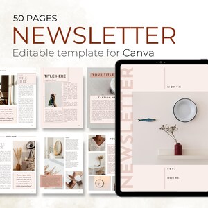 Small Business Owner Email Newsletter Template, Fully Editable in Canva, 50 Aesthetic Pages, Minimalistic Community News Coaching Templates